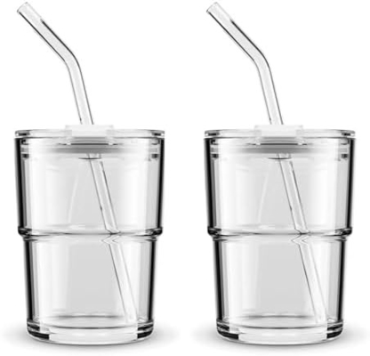 13oz/400ml Tumbler szklanki z wodą, kubki ze słomą i zatwierdzony pokrywę Nosić na kawę, herbaty lodowej, grube ściany izolowane szkło