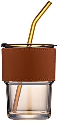 13oz/400ml Tumbler szklanki z wodą, kubki ze słomą i zatwierdzony pokrywę Nosić na kawę, herbaty lodowej, grube ściany izolowane szkło