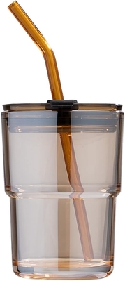 13oz/400ml Tumbler szklanki z wodą, kubki ze słomą i zatwierdzony pokrywę Nosić na kawę, herbaty lodowej, grube ściany izolowane szkło