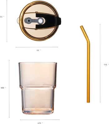 13oz/400ml Tumbler szklanki z wodą, kubki ze słomą i zatwierdzony pokrywę Nosić na kawę, herbaty lodowej, grube ściany izolowane szkło