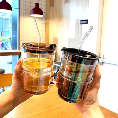 13oz/400ml Tumbler szklanki z wodą, kubki ze słomą i zatwierdzony pokrywę Nosić na kawę, herbaty lodowej, grube ściany izolowane szkło