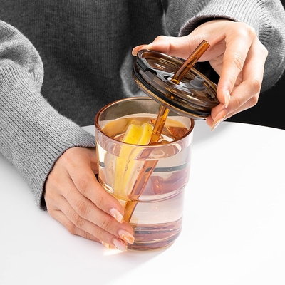 13oz/400ml Tumbler szklanki z wodą, kubki ze słomą i zatwierdzony pokrywę Nosić na kawę, herbaty lodowej, grube ściany izolowane szkło