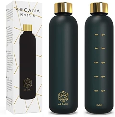 ARCANA Arc butelka z wodą z oznaczeniem czasu - motywacyjne butelki z wodą z czasami picia - BPA wolny plastikowy mrożony