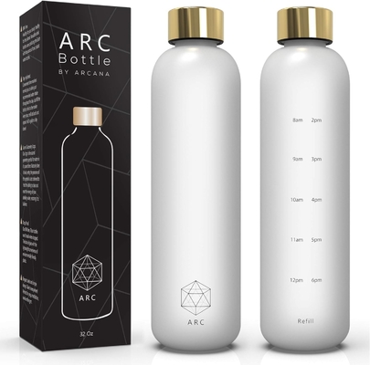 ARCANA Arc butelka z wodą z oznaczeniem czasu - motywacyjne butelki z wodą z czasami picia - BPA wolny plastikowy mrożony