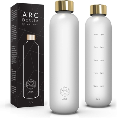 ARCANA Arc butelka z wodą z oznaczeniem czasu - motywacyjne butelki z wodą z czasami picia - BPA wolny plastikowy mrożony