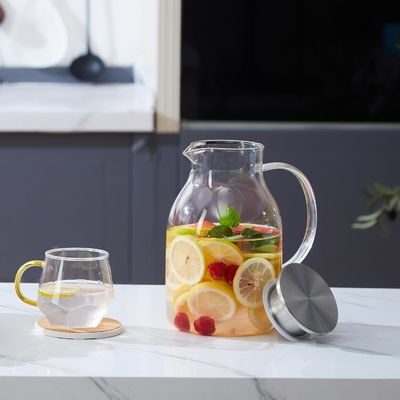 Karafu Szklany Jar z pokrywką, 68Oz Gorąco Odporny Jarek Wody dla Gorącej/Zimnej Wody, Lodowej Herbaty i soki