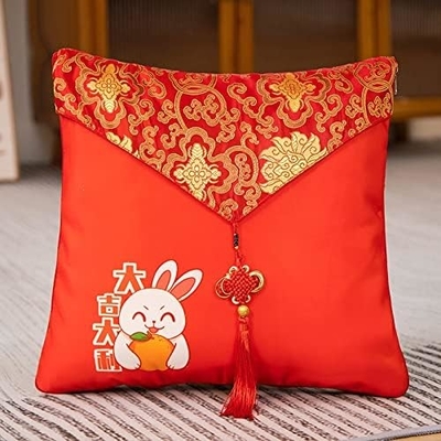 Maskotka Roku Królika, Wielka Czerwona Poduszka, Rok Królika Poduszka Quilt 40*40cm