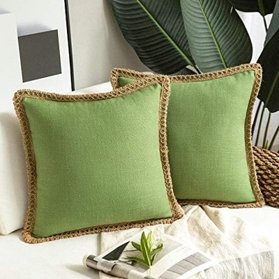 Phantoscope Pack of 2 Farmhouse Dekoracyjny Wyrzuć poduszki, Solidne wzory dla domu Burlap Linen Przycięte na miarę