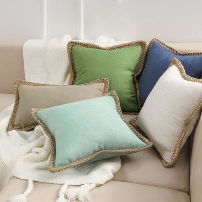 Phantoscope Pack of 2 Farmhouse Dekoracyjny Wyrzuć poduszki, Solidne wzory dla domu Burlap Linen Przycięte na miarę