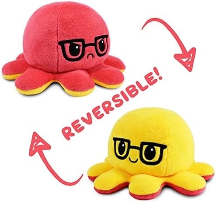 TeeTurtle - oryginalny odwracalny ośmiornica Plushie - miłość + nienawiść - urocze zmysłowe Fidget wypełnione zwierzęta, które pokazują swoje
