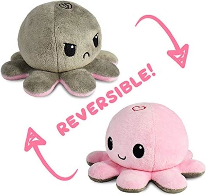 TeeTurtle - oryginalny odwracalny ośmiornica Plushie - miłość + nienawiść - urocze zmysłowe Fidget wypełnione zwierzęta, które pokazują swoje