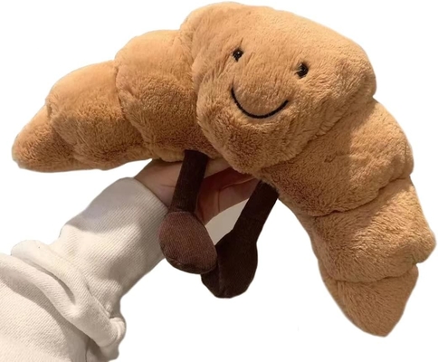 WzmocnionyPłaszczowy 9&quot; Croissant Płaszczowy Cudowny Uśmiech Croissant Chleb Poduszka wypełnione Zwierzęta Zabawne Miękkie Żywność Plushies