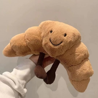 WzmocnionyPłaszczowy 9&quot; Croissant Płaszczowy Cudowny Uśmiech Croissant Chleb Poduszka wypełnione Zwierzęta Zabawne Miękkie Żywność Plushies
