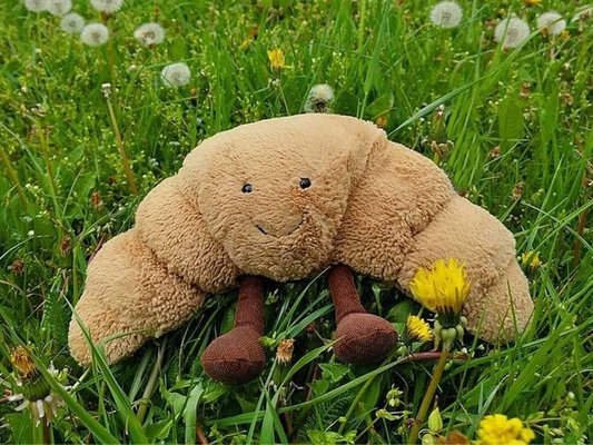 WzmocnionyPłaszczowy 9&quot; Croissant Płaszczowy Cudowny Uśmiech Croissant Chleb Poduszka wypełnione Zwierzęta Zabawne Miękkie Żywność Plushies