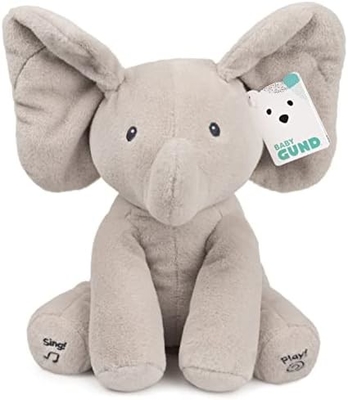 GUND Baby Animated Flappy The Elephant Plush, Singing Stuffed Animal Baby Toy dla dzieci od 0 lat, szary, 12&quot;