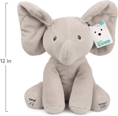 GUND Baby Animated Flappy The Elephant Plush, Singing Stuffed Animal Baby Toy dla dzieci od 0 lat, szary, 12&quot;