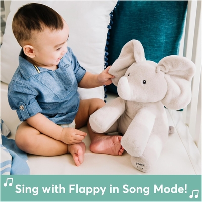 GUND Baby Animated Flappy The Elephant Plush, Singing Stuffed Animal Baby Toy dla dzieci od 0 lat, szary, 12&quot;