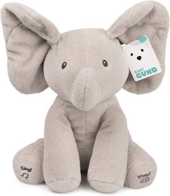 GUND Baby Animated Flappy The Elephant Plush, Singing Stuffed Animal Baby Toy dla dzieci od 0 lat, szary, 12&quot;