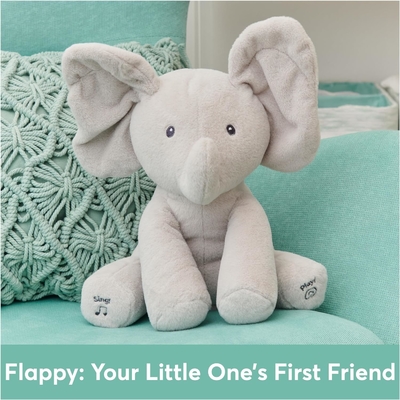 GUND Baby Animated Flappy The Elephant Plush, Singing Stuffed Animal Baby Toy dla dzieci od 0 lat, szary, 12&quot;