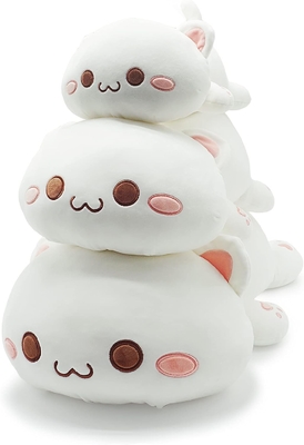 Onsoyours Cute Kitten Plush Toy 25.5 "Płyty zwierzęce Kitty Soft Anime Cat Duża poduszka dla dzieci (biały A, 25.5