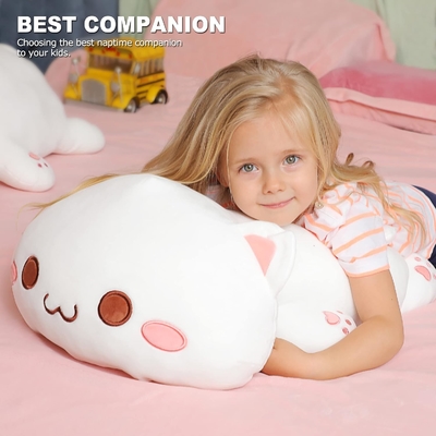 Onsoyours Cute Kitten Plush Toy 25.5 "Płyty zwierzęce Kitty Soft Anime Cat Duża poduszka dla dzieci (biały A, 25.5