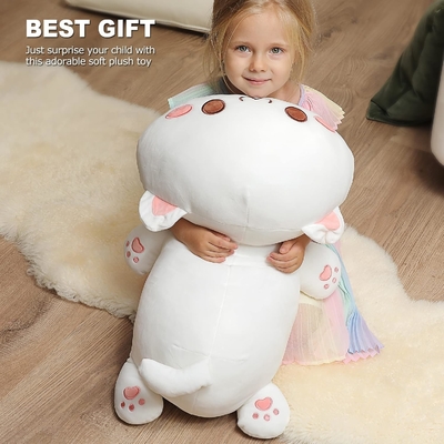 Onsoyours Cute Kitten Plush Toy 25.5 "Płyty zwierzęce Kitty Soft Anime Cat Duża poduszka dla dzieci (biały A, 25.5