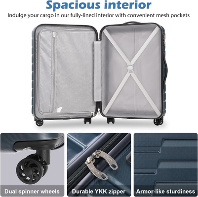 Walizka PC ABS TSA Bagaż 3 sztuk Set Lock Spinner Carry on (Teal blue)