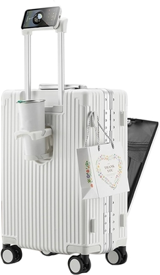 20calowa ramka aluminiowa, bagaż na kółko, wbudowany zamek TSA, noszenie na walizce, z uchwytem do kubków i portem USB