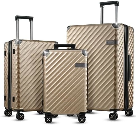 Bagaż 22x14x9 Zatwierdzony przez linię lotniczą - 35L poliwęglowodanowa, rozszerzalna, twarda walizka z kołami obrotowymi (czarna, 20 cali)