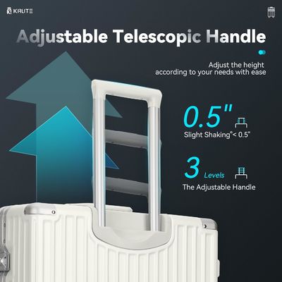 Bagaż bez zamka z 4 kółkami 20-calowa walizka z PC + ABS TSA Lock 4 Metalowy róg Biały