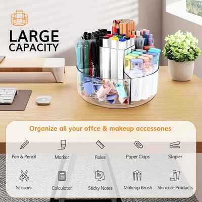 5 gniazdek 360 stopni obracający Acrylowe pióro posiadacz do biurka, Marker posiadacz Caddy Art Supply Organizer Pen Organizer do biurka