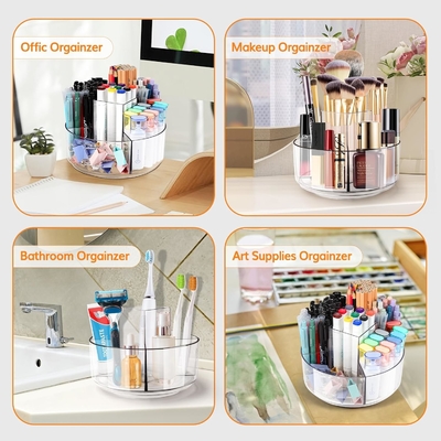 5 gniazdek 360 stopni obracający Acrylowe pióro posiadacz do biurka, Marker posiadacz Caddy Art Supply Organizer Pen Organizer do biurka