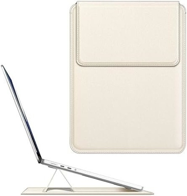Obudowa laptopowa MacBook Air 13.6M3 M2 A3113 A2681/MacBook Pro 14 A2992-PU Skóra cienka pokrywa torby z funkcją stojak, brązowy