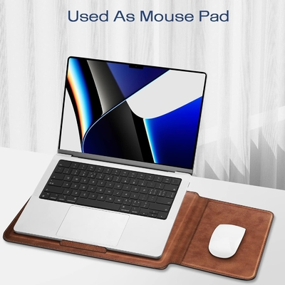 Obudowa laptopowa MacBook Air 13.6M3 M2 A3113 A2681/MacBook Pro 14 A2992-PU Skóra cienka pokrywa torby z funkcją stojak, brązowy