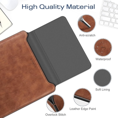Obudowa laptopowa MacBook Air 13.6M3 M2 A3113 A2681/MacBook Pro 14 A2992-PU Skóra cienka pokrywa torby z funkcją stojak, brązowy