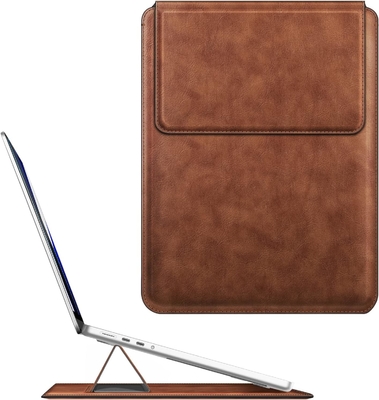 Obudowa laptopowa MacBook Air 13.6M3 M2 A3113 A2681/MacBook Pro 14 A2992-PU Skóra cienka pokrywa torby z funkcją stojak, brązowy