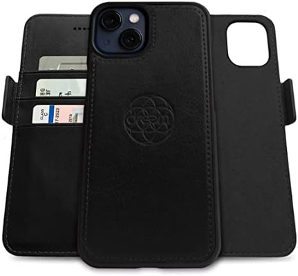 iPhone 13 Kaseta portfelowa / kaseta wstrząsowa 2-w-1 i odłączalny skórzany zestaw wegański, kompatybilny z MagSafe, chroniony RFID