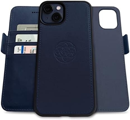 iPhone 13 Kaseta portfelowa / kaseta wstrząsowa 2-w-1 i odłączalny skórzany zestaw wegański, kompatybilny z MagSafe, chroniony RFID