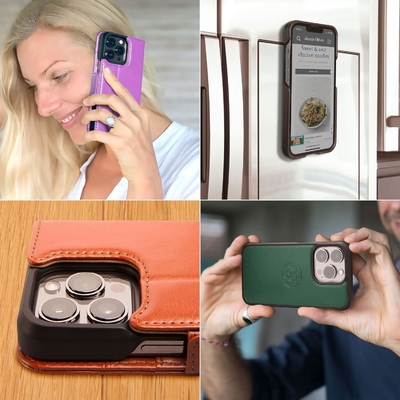 iPhone 13 Kaseta portfelowa / kaseta wstrząsowa 2-w-1 i odłączalny skórzany zestaw wegański, kompatybilny z MagSafe, chroniony RFID
