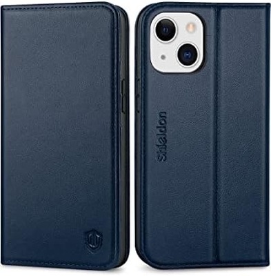 Skórzana skrzynka do portfela z foldingem Magnetyczna pieczęć RFID blokada karty posiadacz gniazda całkowicie zabezpieczona skrzynka kompatybilna z iPhone 13