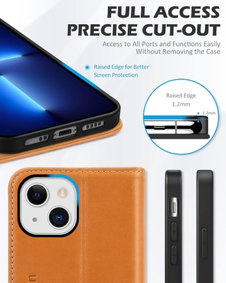 Skórzana skrzynka do portfela z foldingem Magnetyczna pieczęć RFID blokada karty posiadacz gniazda całkowicie zabezpieczona skrzynka kompatybilna z iPhone 13