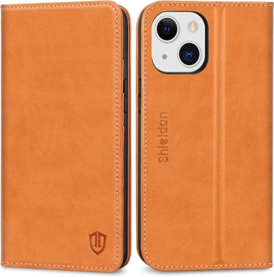 Skórzana skrzynka do portfela z foldingem Magnetyczna pieczęć RFID blokada karty posiadacz gniazda całkowicie zabezpieczona skrzynka kompatybilna z iPhone 13