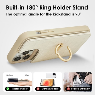 iPhone 13Pro Max 6,7&quot;, obudowa portfela z uchwytem karty, skórzana obudowa ochronna z uchwytem pierścienia,