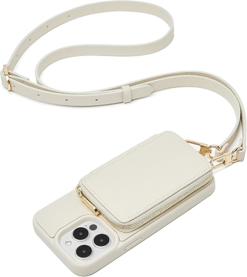 iPhone 12 Pro/iPhone 12 Wallet Case z kabiną, torbą z zipem, bransoletką, RFID-oczyszczoną walizką -