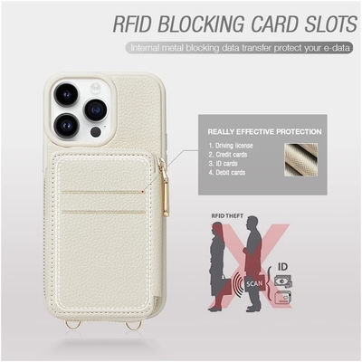 iPhone 12 Pro/iPhone 12 Wallet Case z kabiną, torbą z zipem, bransoletką, RFID-oczyszczoną walizką -