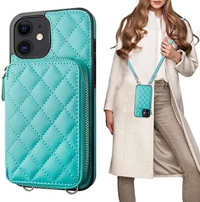 iPhone 12/12 Pro crossbody torba, RFID osłonięty PU skórzany pasek uchwyt z gniazdkiem do kart Split torba bransoletka lanyard
