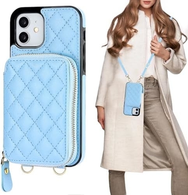 iPhone 12/12 Pro crossbody torba, RFID osłonięty PU skórzany pasek uchwyt z gniazdkiem do kart Split torba bransoletka lanyard
