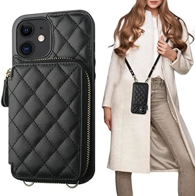 iPhone 12/12 Pro crossbody torba, RFID osłonięty PU skórzany pasek uchwyt z gniazdkiem do kart Split torba bransoletka lanyard
