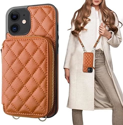 iPhone 12/12 Pro crossbody torba, RFID osłonięty PU skórzany pasek uchwyt z gniazdkiem do kart Split torba bransoletka lanyard