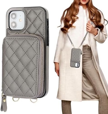 iPhone 12/12 Pro crossbody torba, RFID osłonięty PU skórzany pasek uchwyt z gniazdkiem do kart Split torba bransoletka lanyard